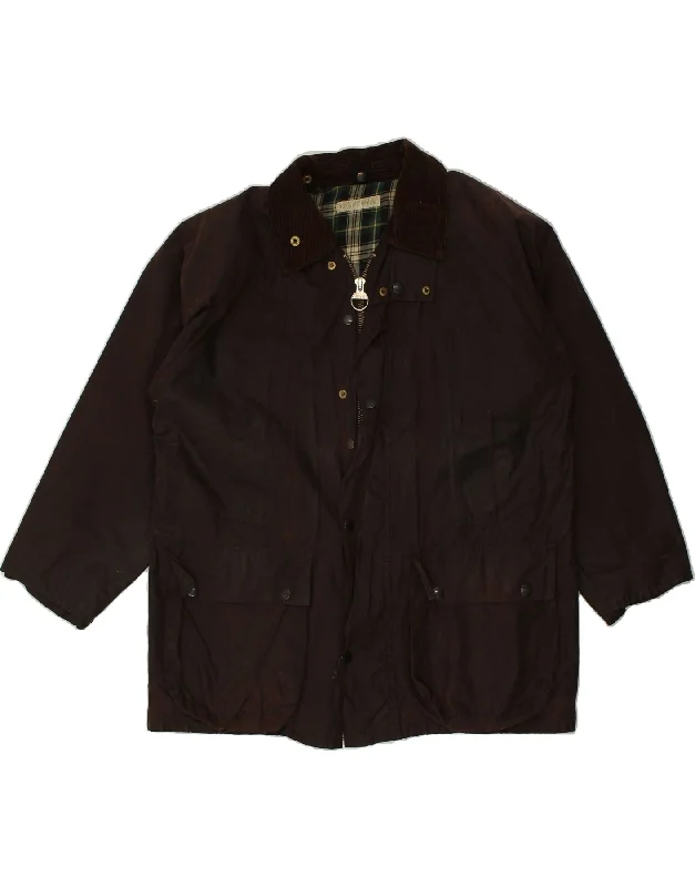 Designer Men's OvercoatsVINTAGE Mens Waxed Cotton Jacket UK 42 XL Brown Cotton