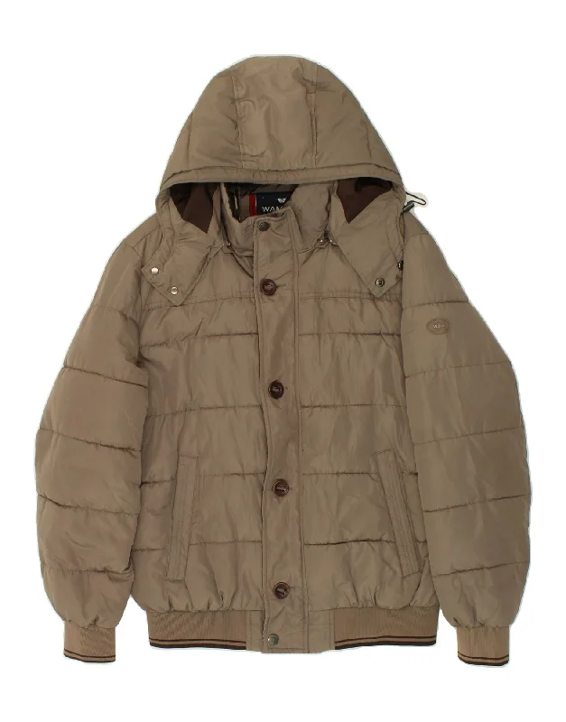 Waterproof Men's ParkasWAMPUM Mens Hooded Padded Jacket UK 42 XL Brown Polyester Sports Waterproof Men's ParkasWAMPUM Mens Hooded Padded Jacket UK 42 XL Brown Polyester Sports