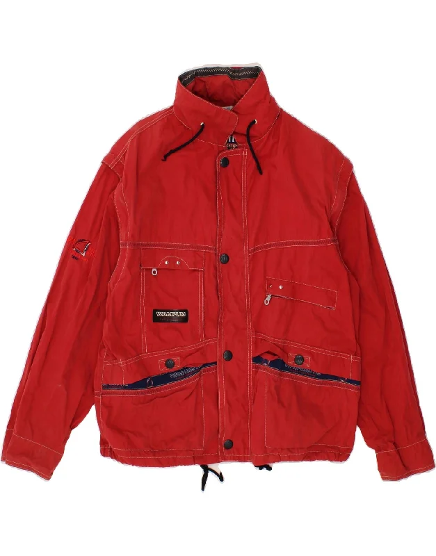Functional Men's Ski JacketsWAMPUM Mens Hooded Rain Jacket UK 38 Medium Red Nylon