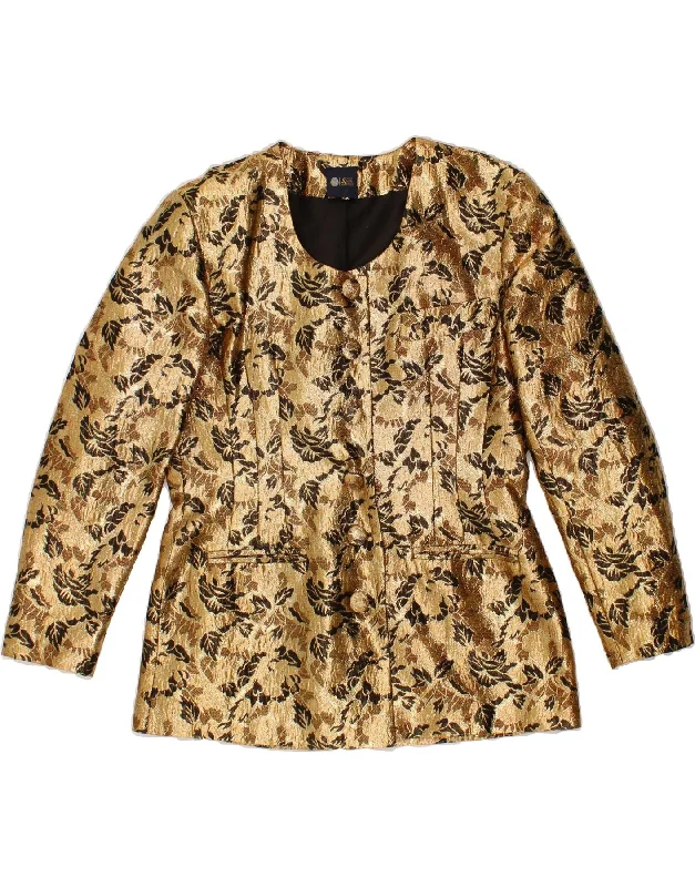 Men's Coats for Formal EventsYOUR SIXTH SENSE Mens 6 Button Blazer Jacket UK 12 Medium Gold Floral