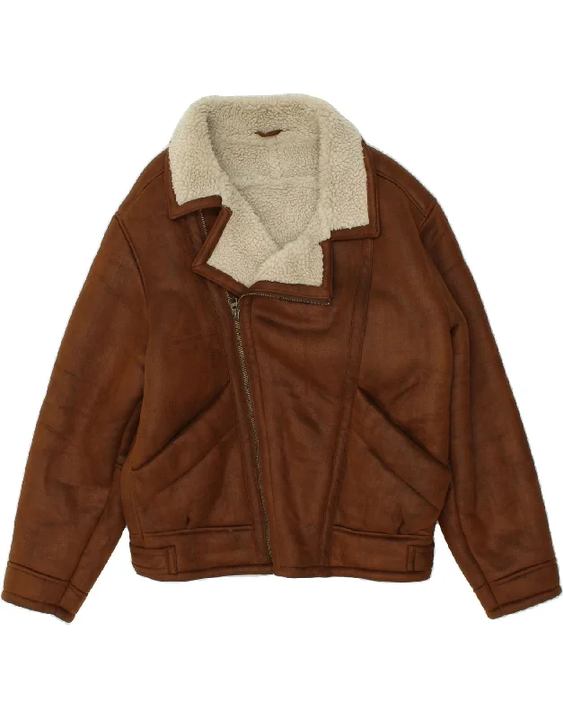 Men's Coats for Rainy WeatherZARA Mens Leather Jacket EU 50 Large Brown Leather